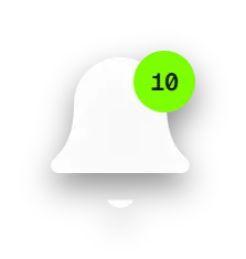 A notification bell showing 10 unread