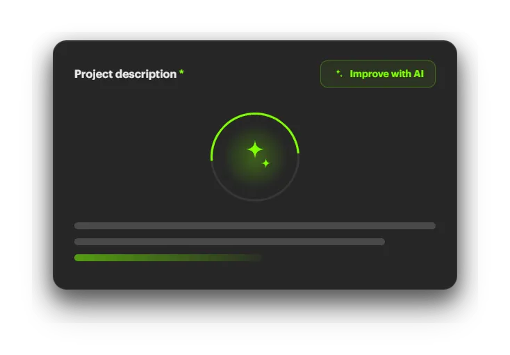 A gig description field with an Improve with AI button